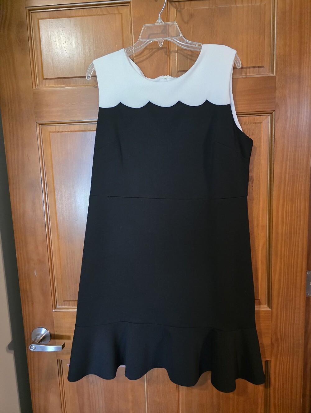 Sleeveless Black Dress with White Scallop Yoke